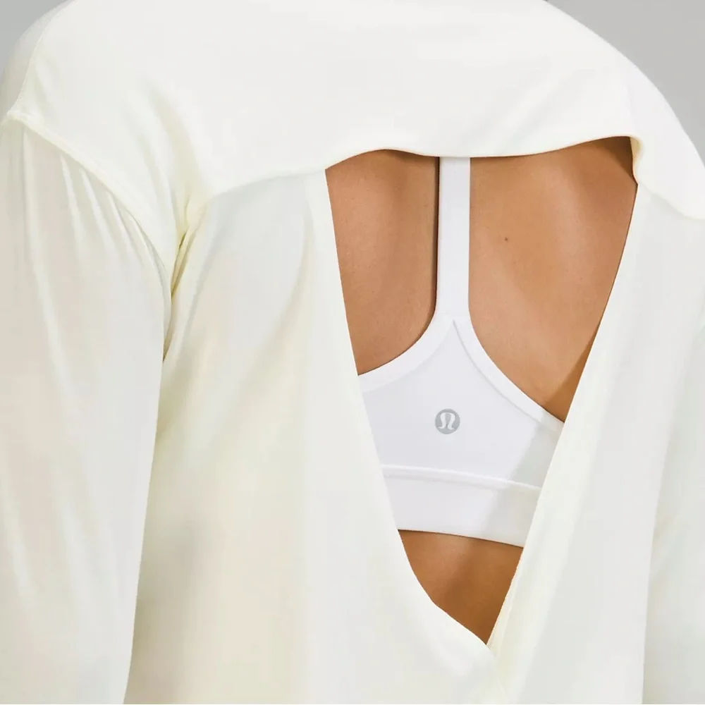 Lululemon Ivory Open Back Long Sleeve Top Shirt Sz 6, 8 - Picture 6 of 11